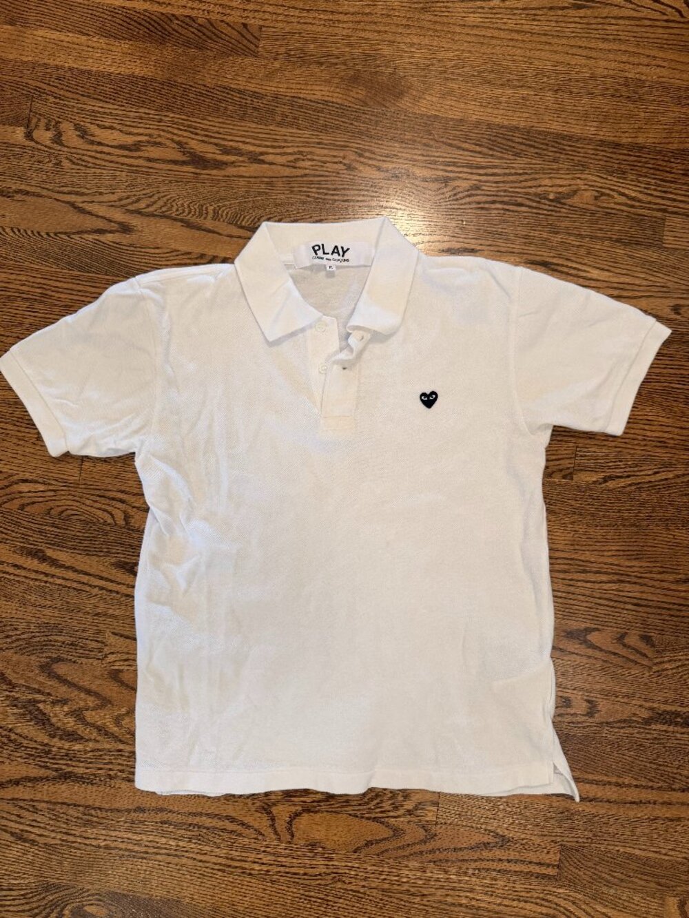 Comme des Garcons PLAY White Polo Black Heart Logo Shirt Mens S CDG
